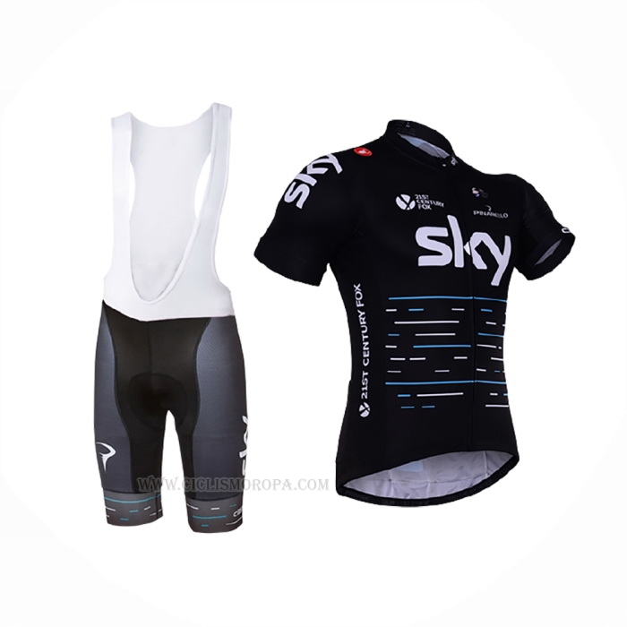 2017 Ropa Ciclismo Sky Negro Mangas Corta y Culotte Corto
